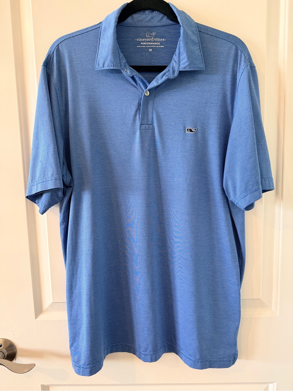Vineyard Vines Men’s Medium Performance Polo Blue Micro Stripe Golf Shirt